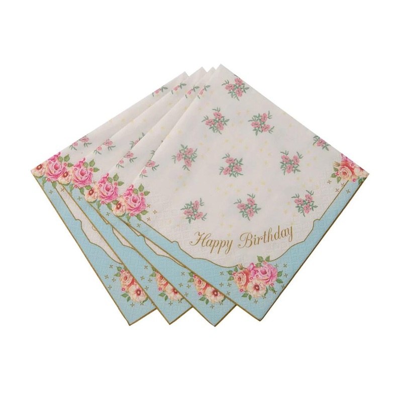 Truly Scrumptious Blue & Pink Floral Napkins 20pk