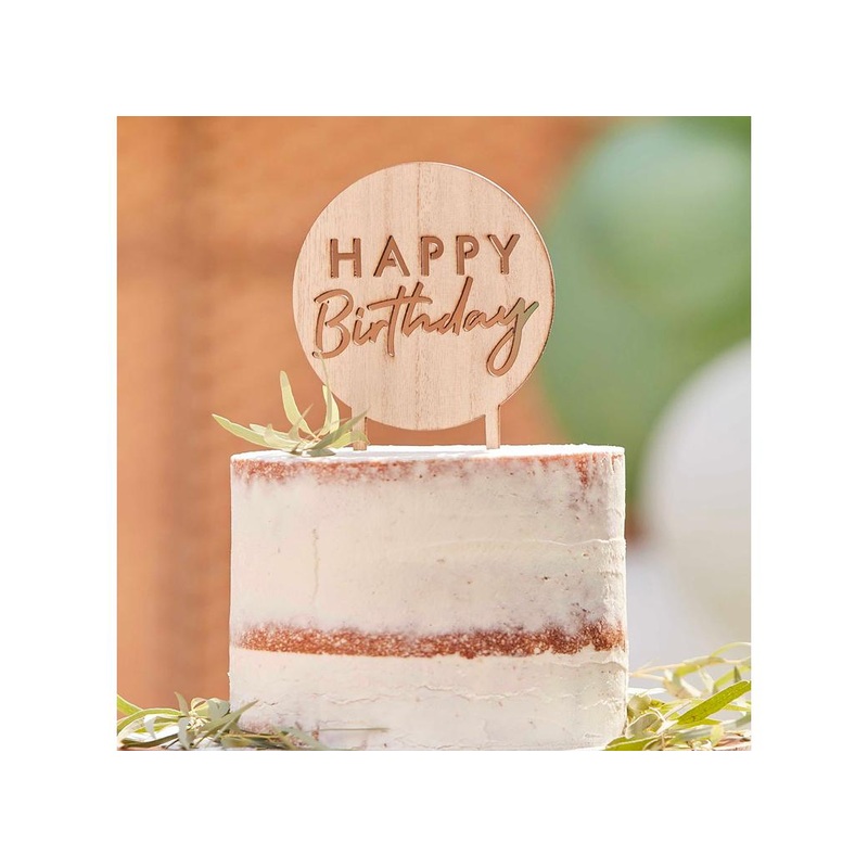 Wooden Cake Topper - Happy Birthday