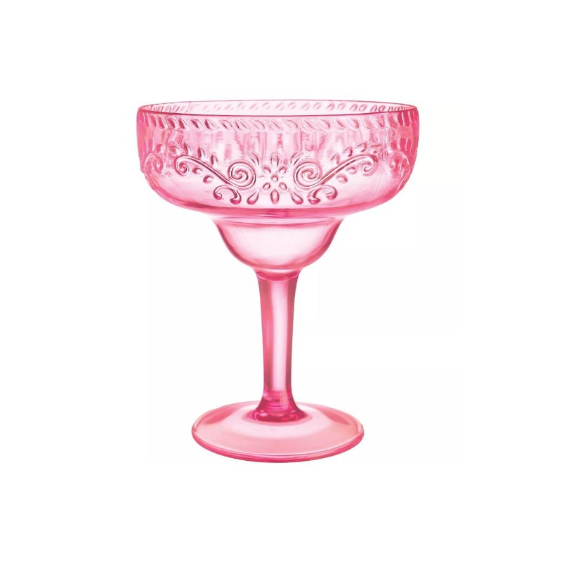 Boho Vibes Pink Floral Margarita Glass