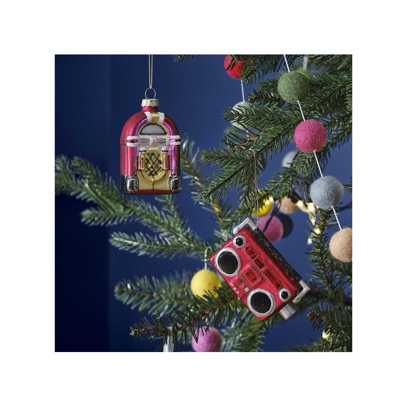Merry & Bright Retro Music Tree Decorations Set of 2