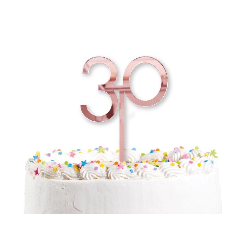 Rose Gold Mirror 30th Cake Topper