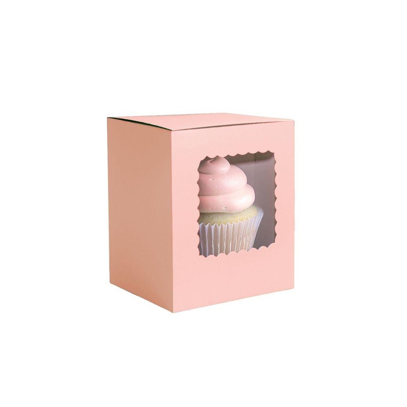 Scalloped Single Cupcake Box 6pk - Pastel Pink