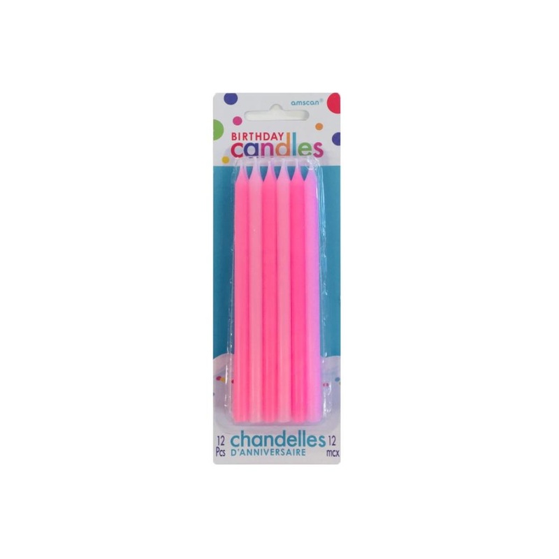 Tall Pink Candles 12pk