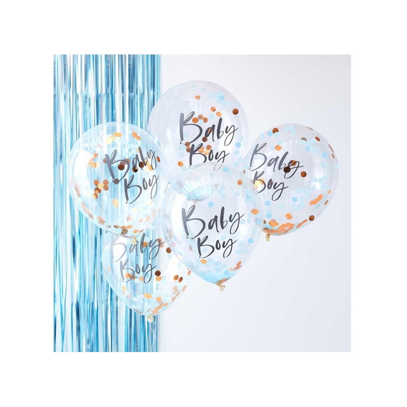 Twinkle Twinkle Baby Boy Confetti Balloons 5pk
