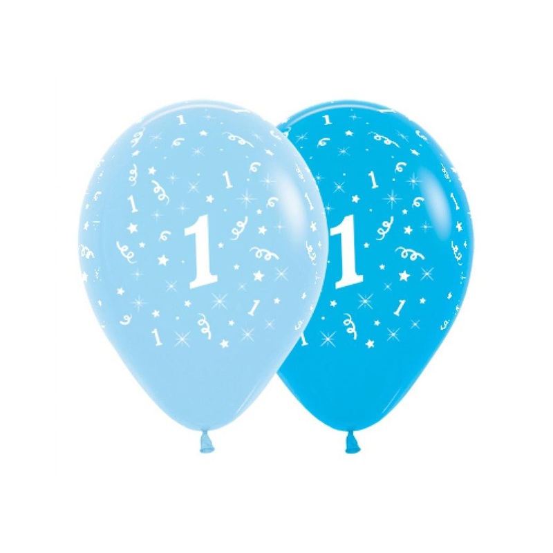 1st Birthday Balloons - Blue 6pk