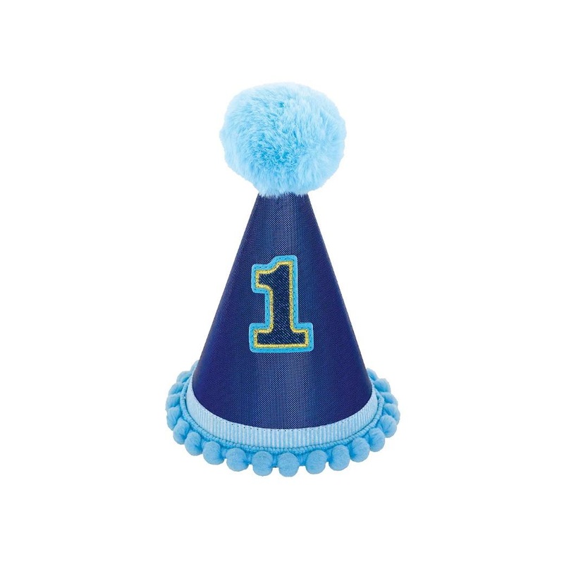 1st Birthday Deluxe Cone Hat - Blue