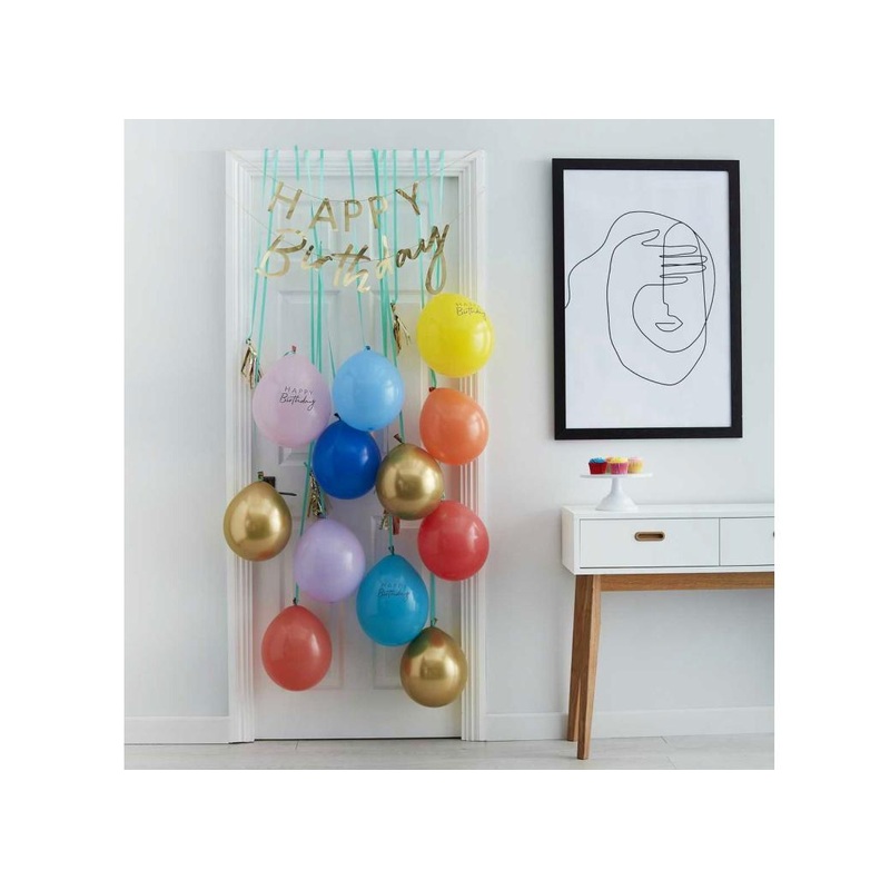 Rainbow & Gold Happy Birthday Balloon Door Kit