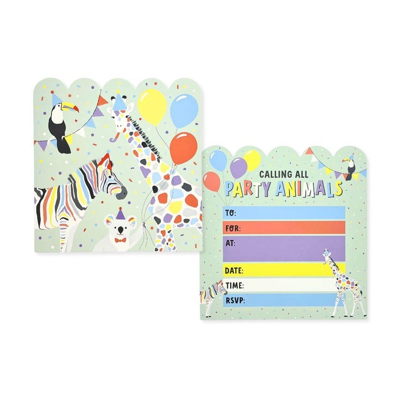 Wild Party Animals Invites 8pk